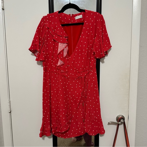 Rebecca Vallance Pants - Rebecca Vallance Red Star Print Wrap Romper